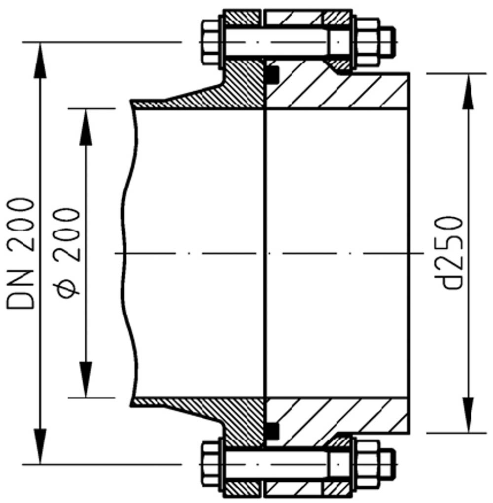 Versatz von PE 100 PP Vorschweißbund an Stahl Guss Flansch - Lösung Sonderflansch