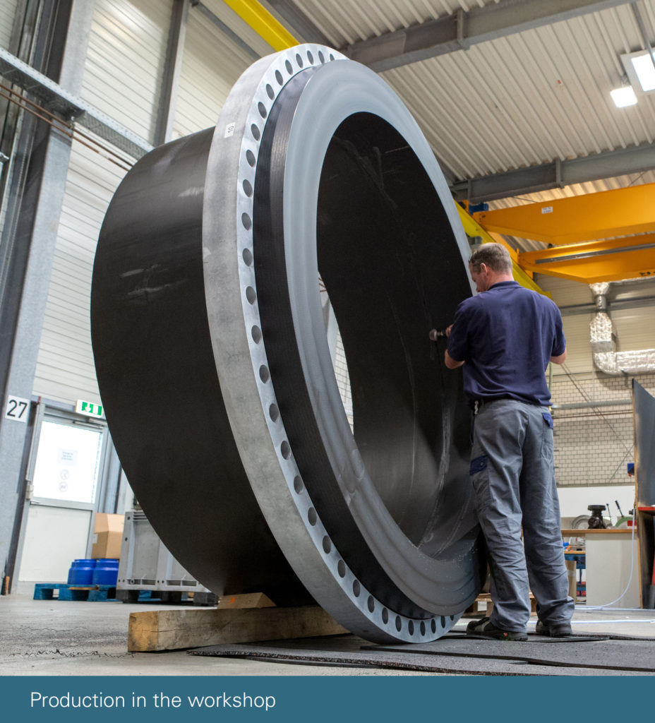 DN/od 2000 mm high performance (HP) HDPE flange in production